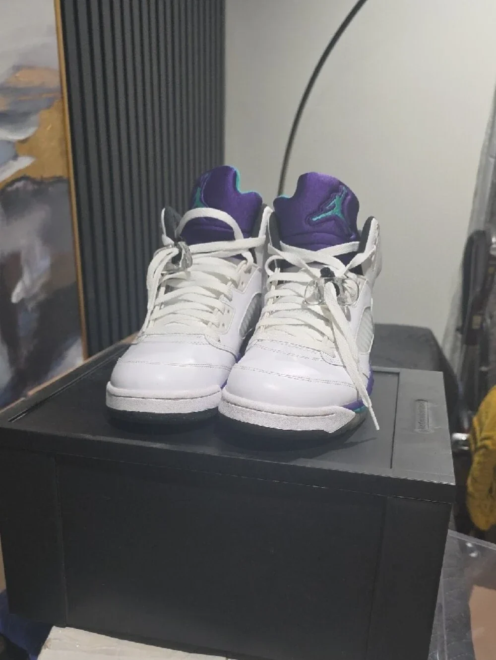 Nike White Purple Teal Air Jordan 5 Retro Men’s Sneakers